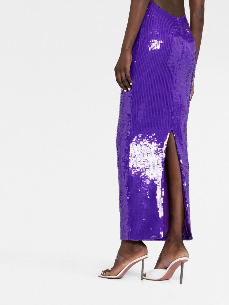 Purple High Neck Sequin Maxi Dress