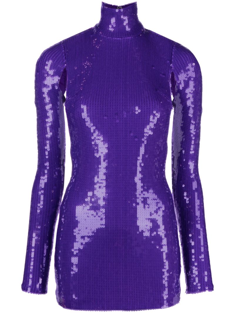 Purple Sequin Embellished Mini Dress