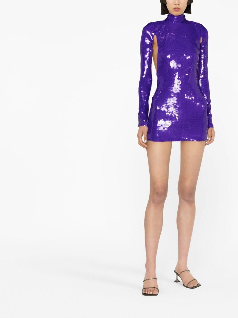 Purple Sequin Embellished Mini Dress