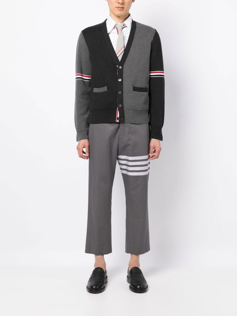Tonal Grey Panelled Cotton Cardigan
