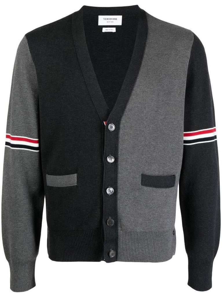 Tonal Grey Panelled Cotton Cardigan
