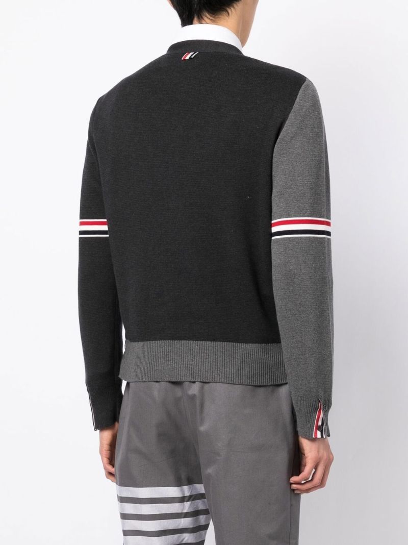 Tonal Grey Panelled Cotton Cardigan