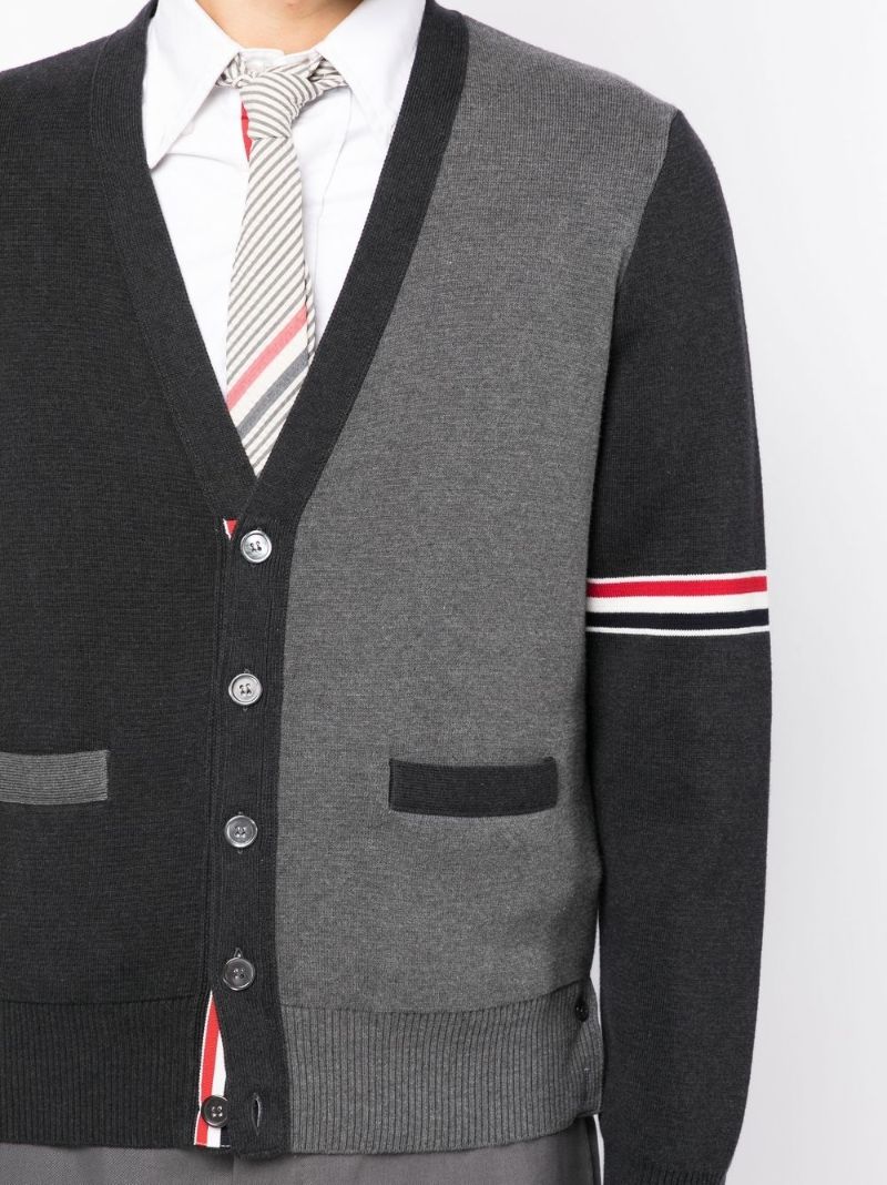 Tonal Grey Panelled Cotton Cardigan