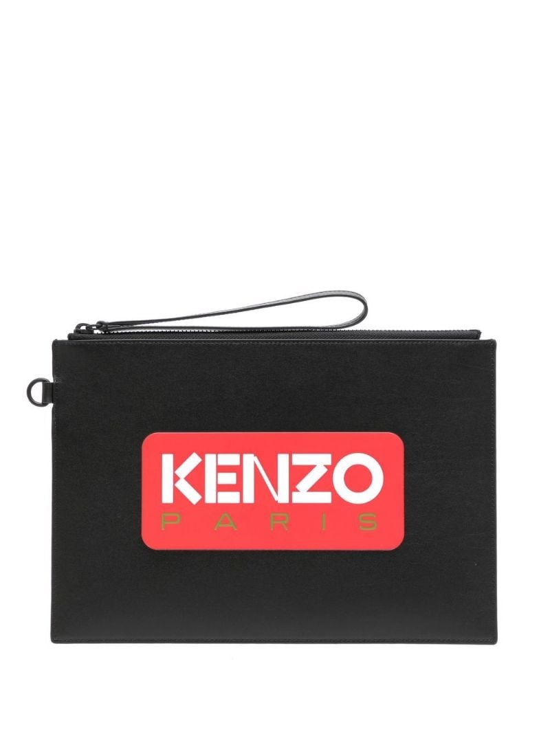 Black Paris Large Leather Clutch