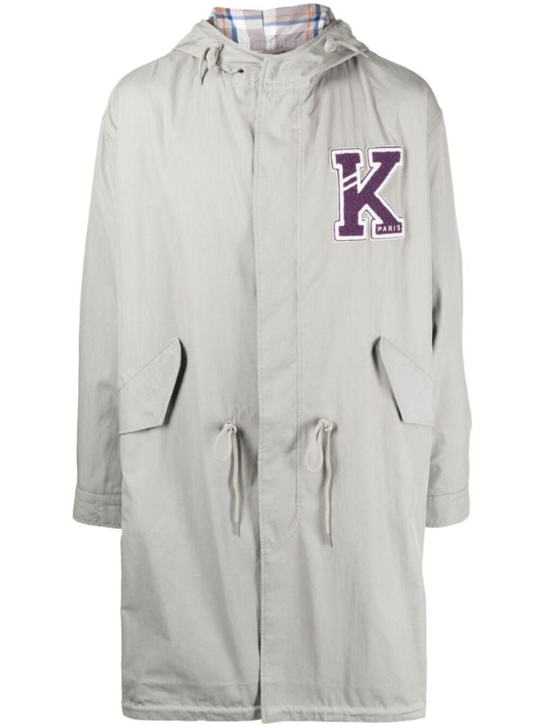Grey Varsity Cotton Parka Coat