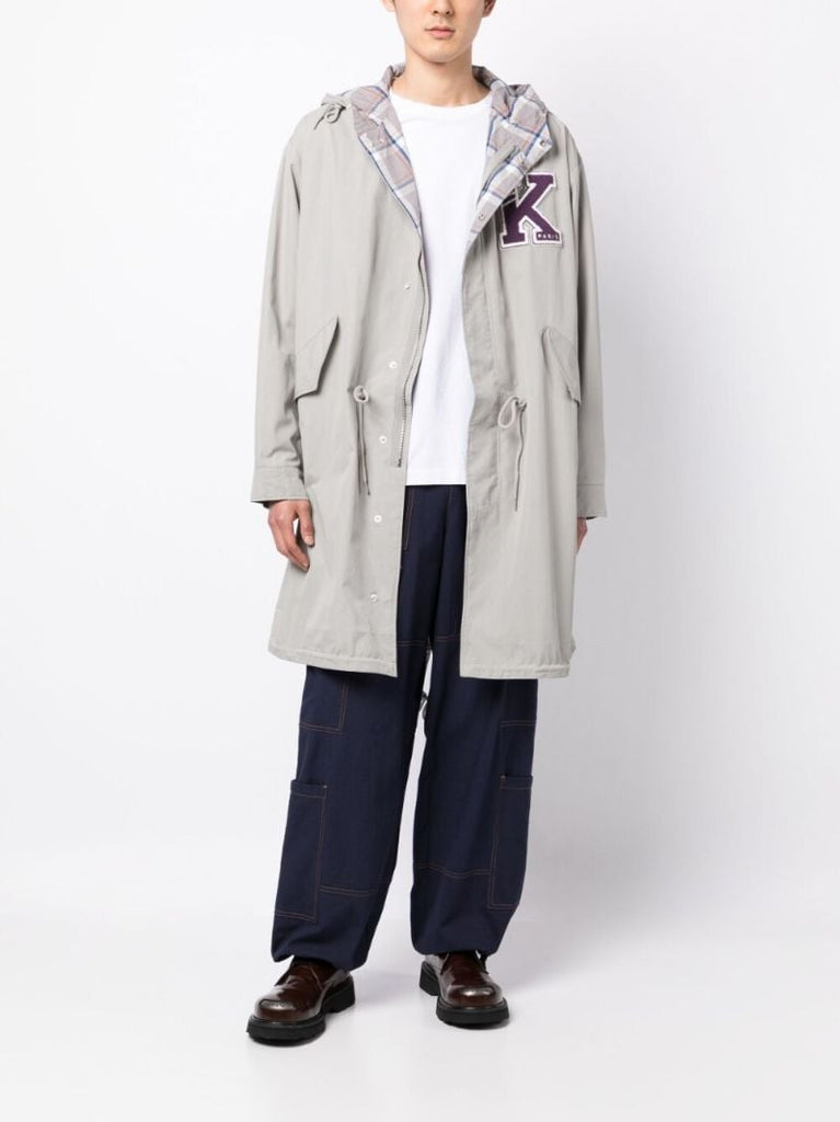 Grey Varsity Cotton Parka Coat