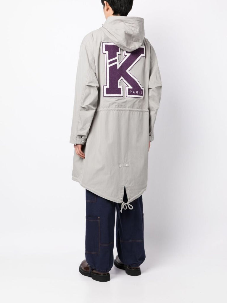 Grey Varsity Cotton Parka Coat