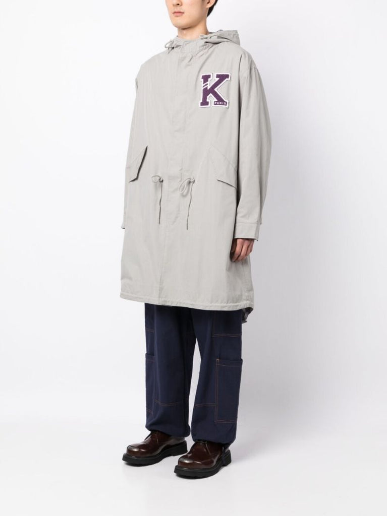 Grey Varsity Cotton Parka Coat