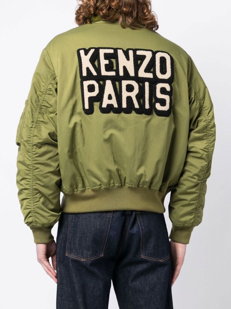 Green Logo Patch Bomber Jacket