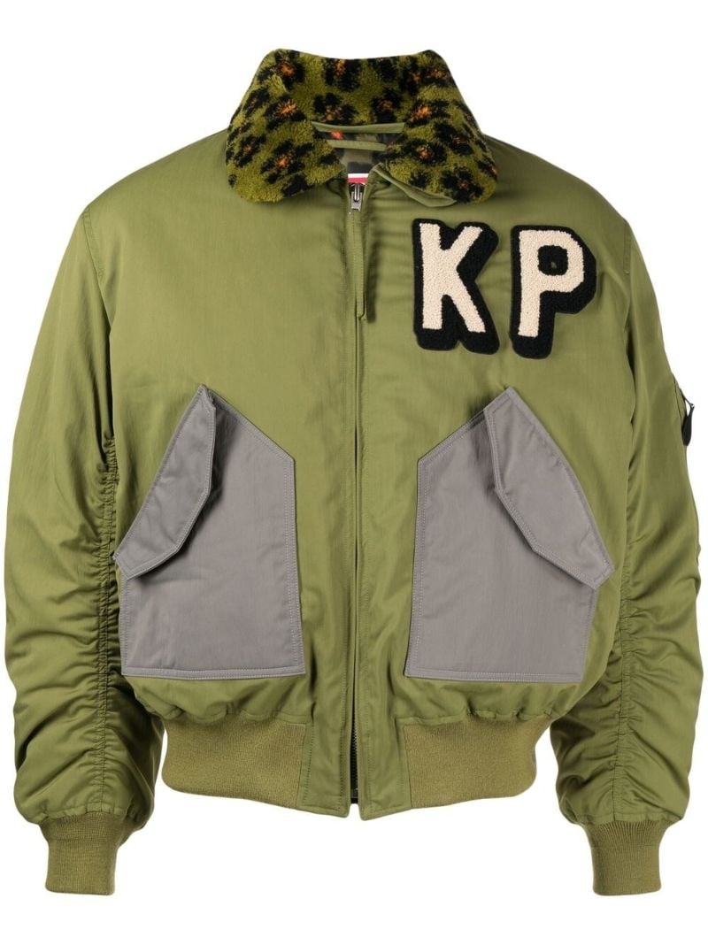 Green Logo Patch Bomber Jacket