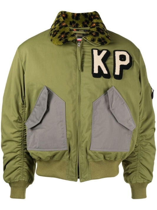 Green Logo Patch Bomber Jacket
