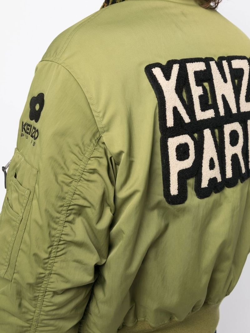 Green Logo Patch Bomber Jacket