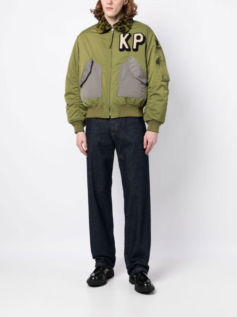Green Logo Patch Bomber Jacket