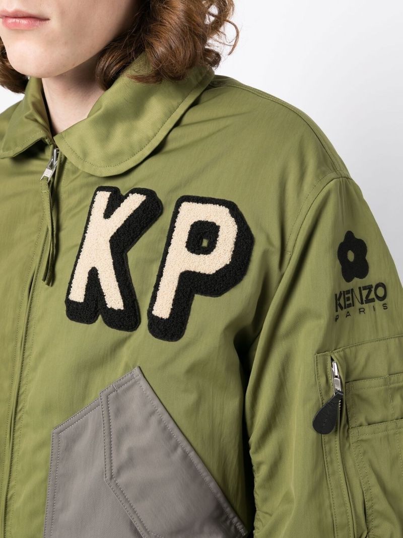 Green Logo Patch Bomber Jacket