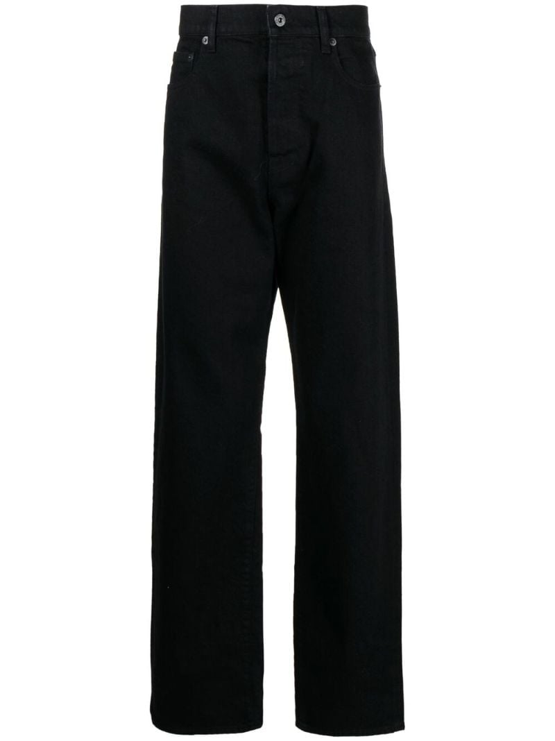 Black Logo Patch Straight-leg Jeans