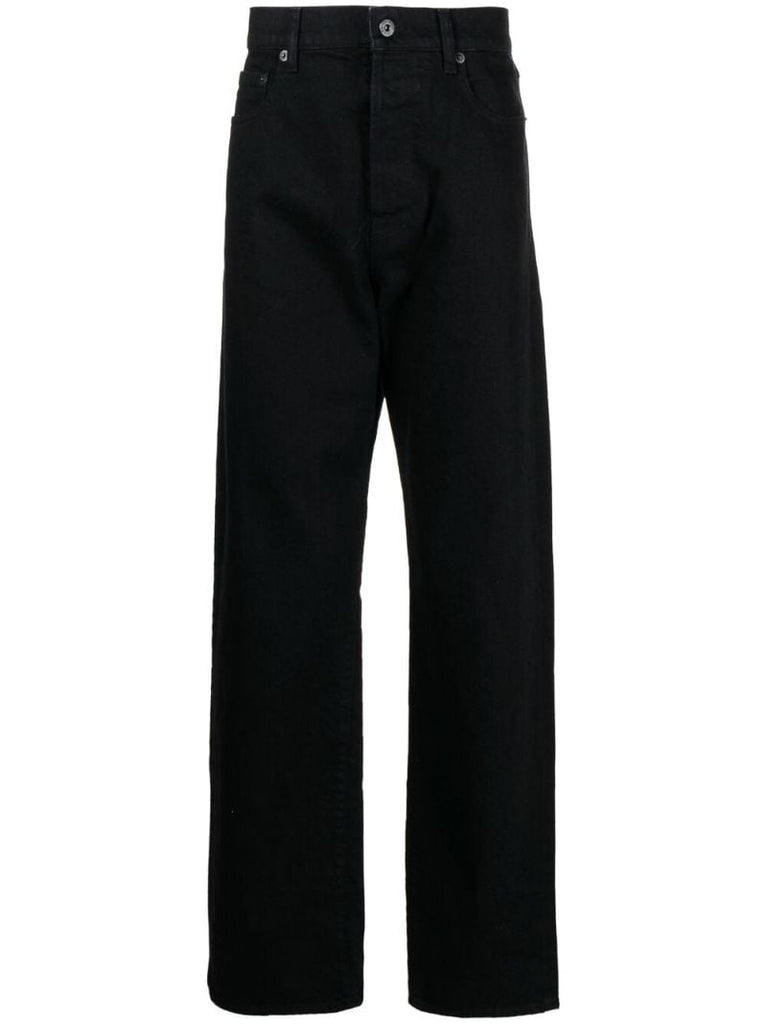 Black Logo Patch Straight-leg Jeans