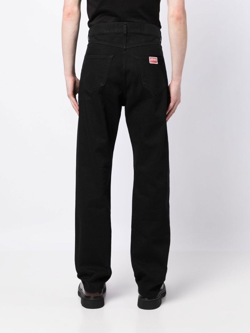Black Logo Patch Straight-leg Jeans