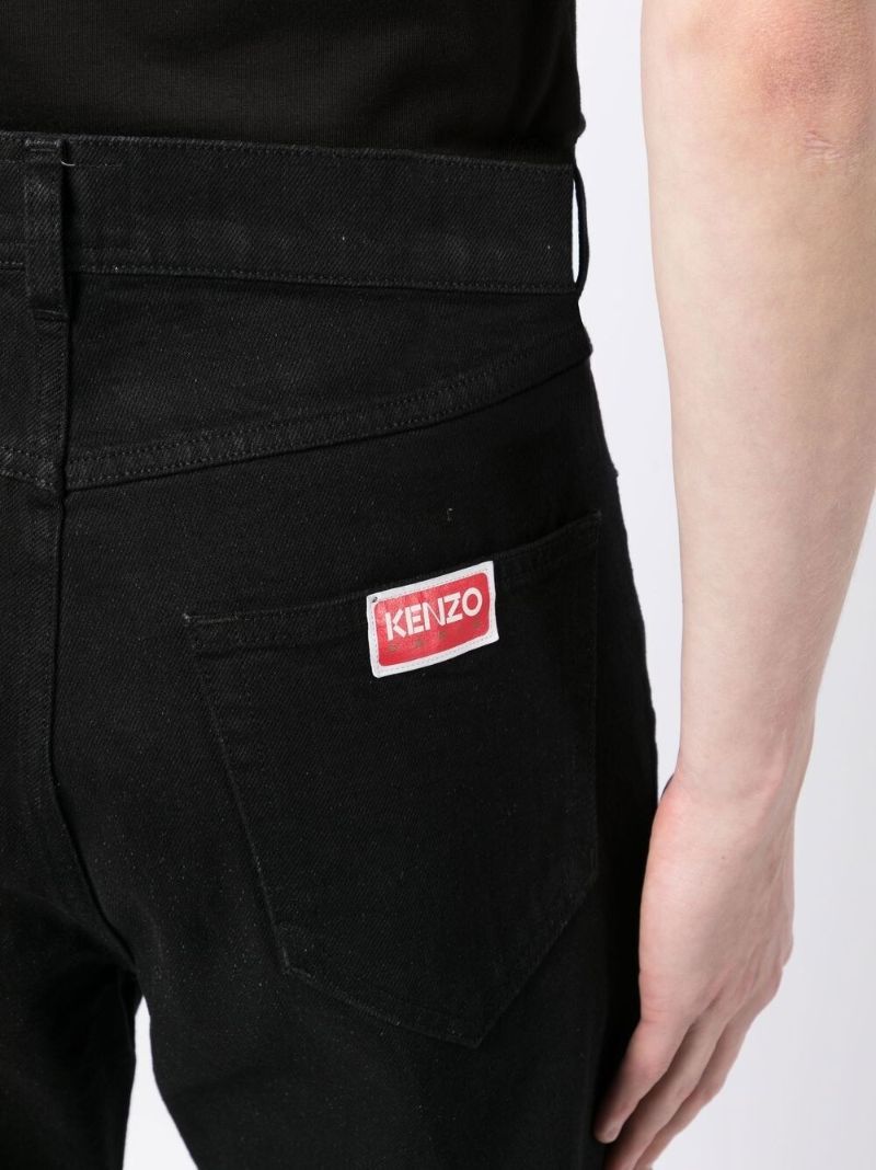 Black Logo Patch Straight-leg Jeans