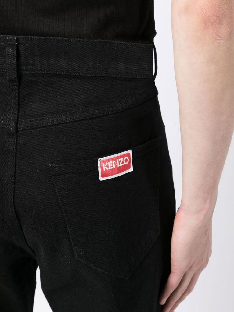 Black Logo Patch Straight-leg Jeans