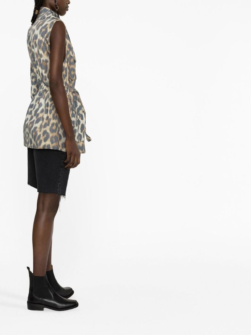 Brown Crispy Shell Leopard Print Jacket