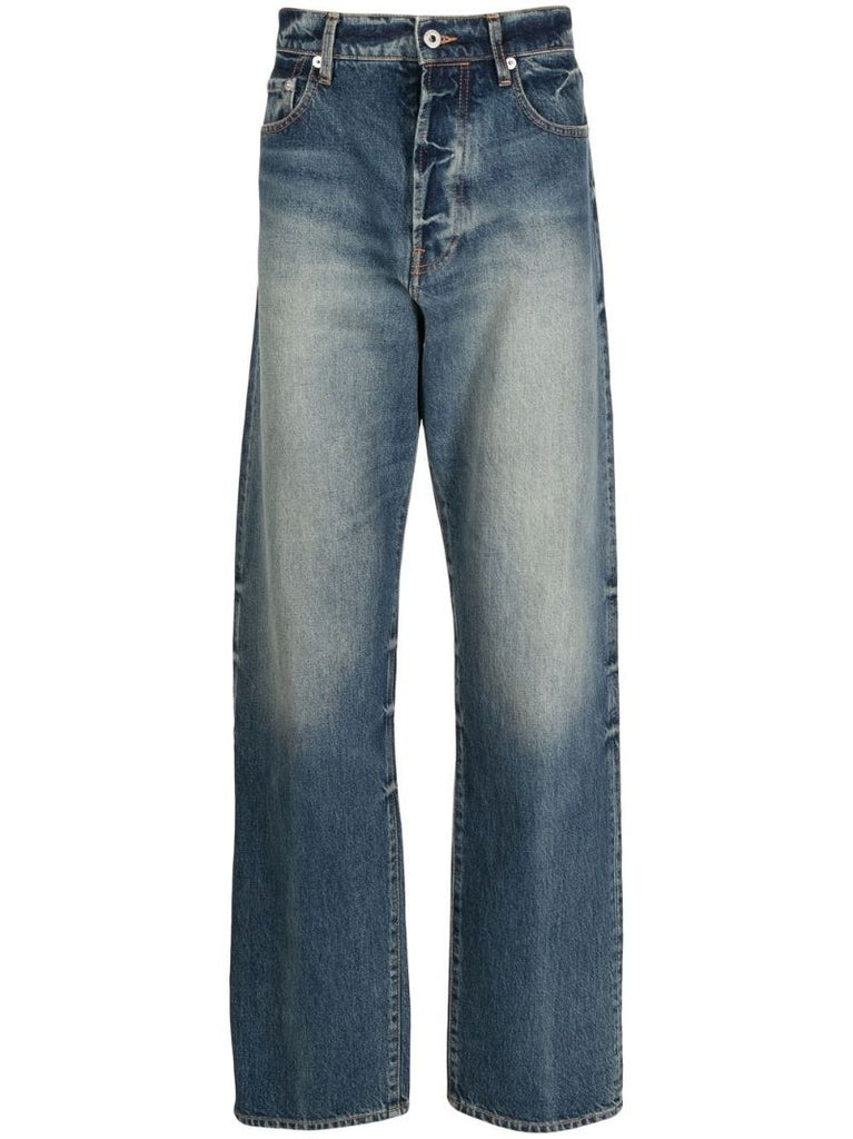 Blue Wide Leg Denim Jeans