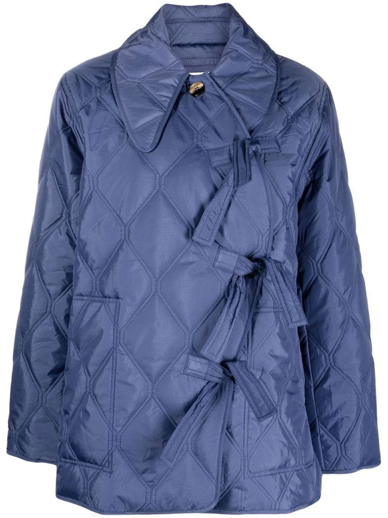 Blue Asymmetric Quilted Jacket