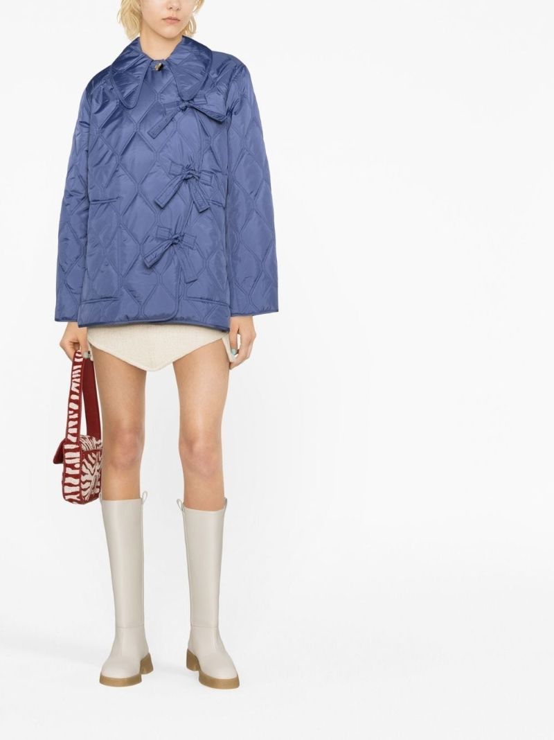 Blue Asymmetric Quilted Jacket