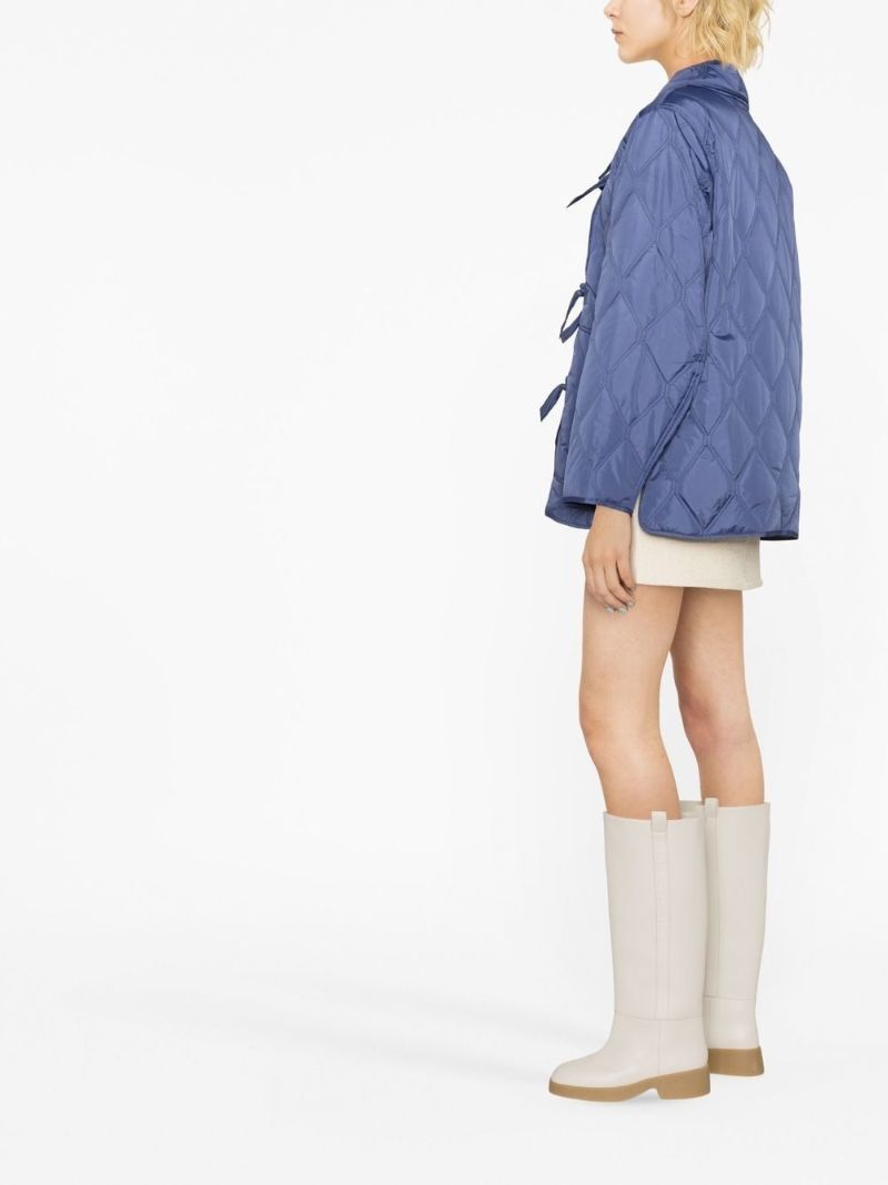 Blue Asymmetric Quilted Jacket