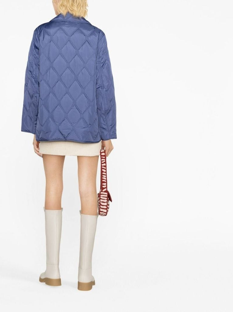 Blue Asymmetric Quilted Jacket