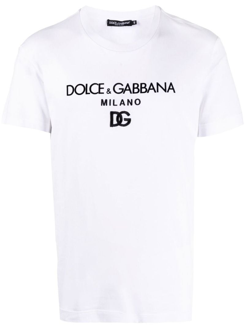 White Logo Embroidered T-shirt