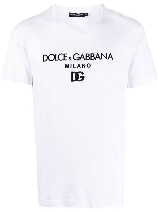 White Logo Embroidered T-shirt