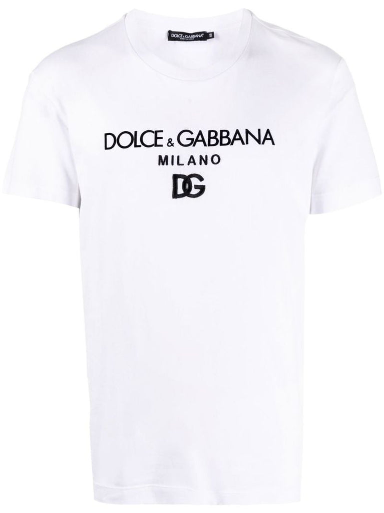 White Logo Embroidered T-shirt