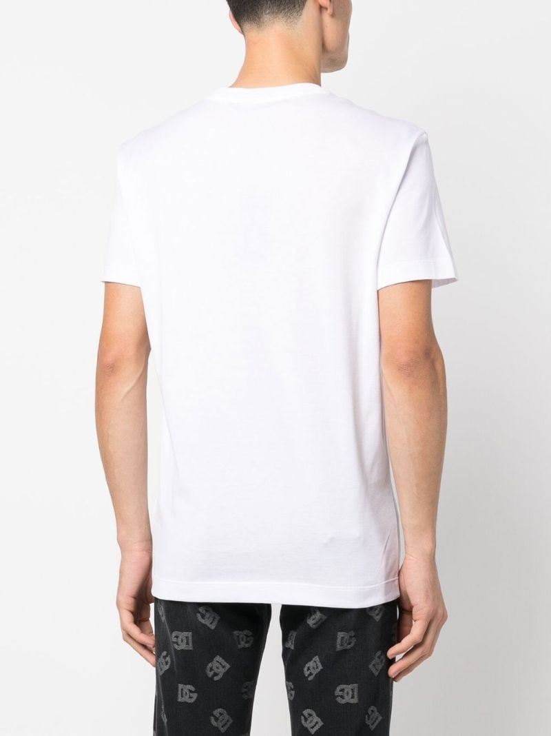 White Logo Embroidered T-shirt