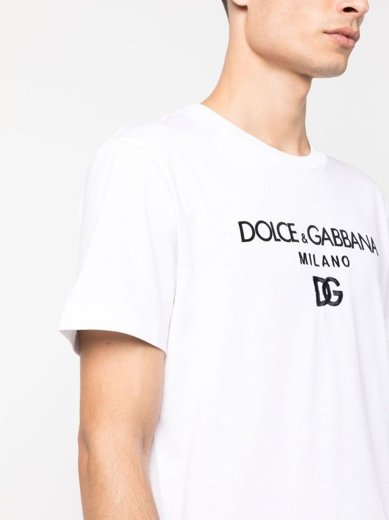 White Logo Embroidered T-shirt