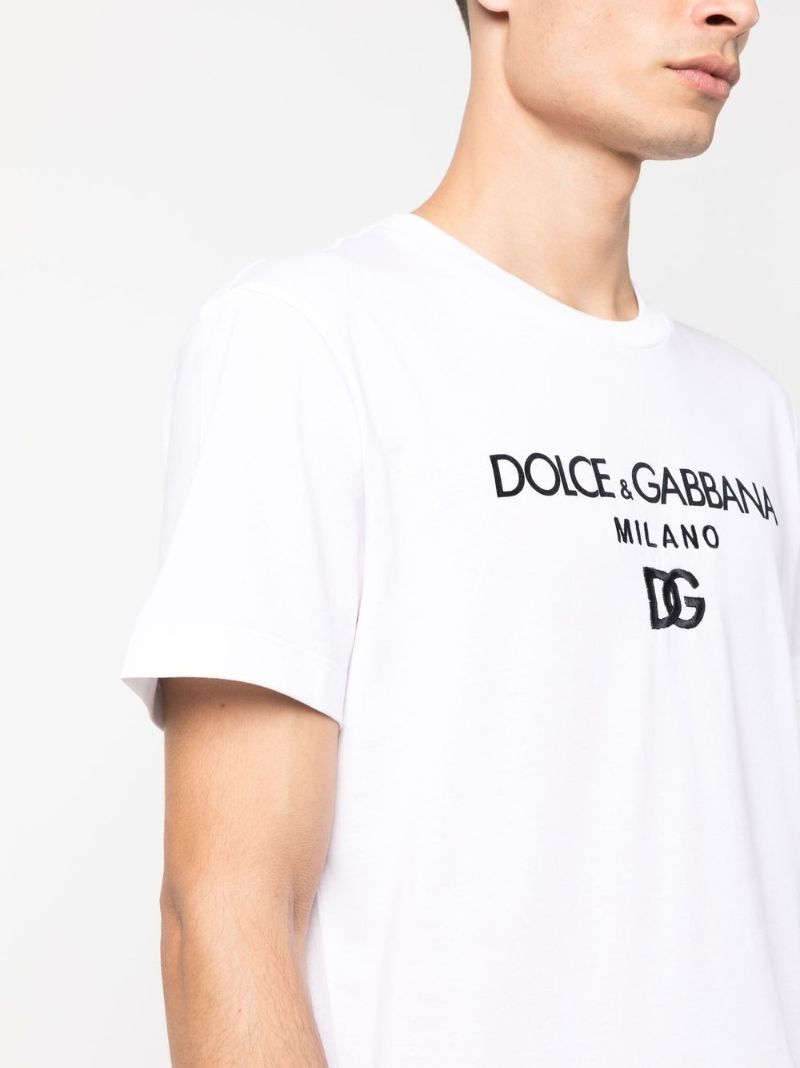 White Logo Embroidered T-shirt