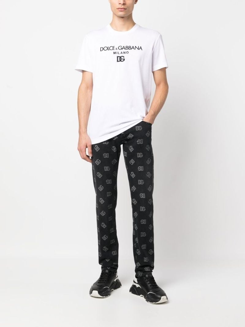 White Logo Embroidered T-shirt