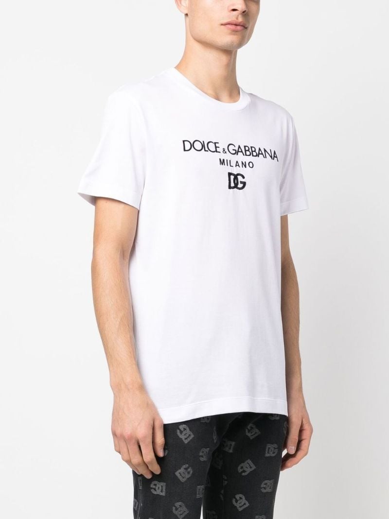 White Logo Embroidered T-shirt