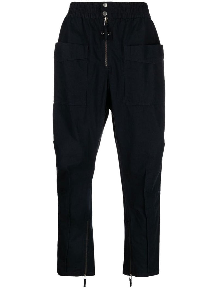 Black Tapered Cargo Trousers