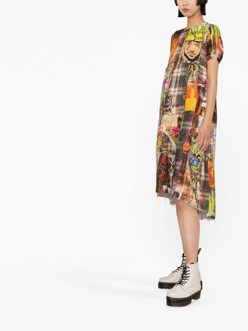 Yellow Graffiti Print Cotton Dress