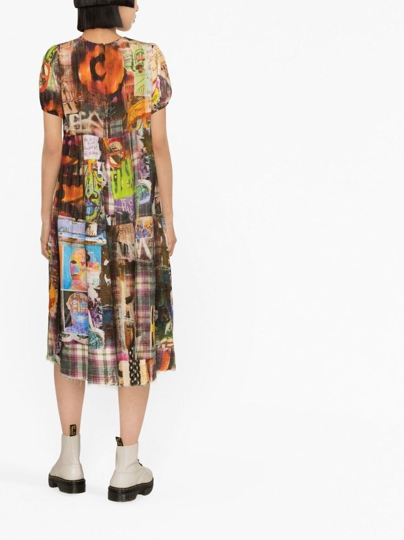 Yellow Graffiti Print Cotton Dress