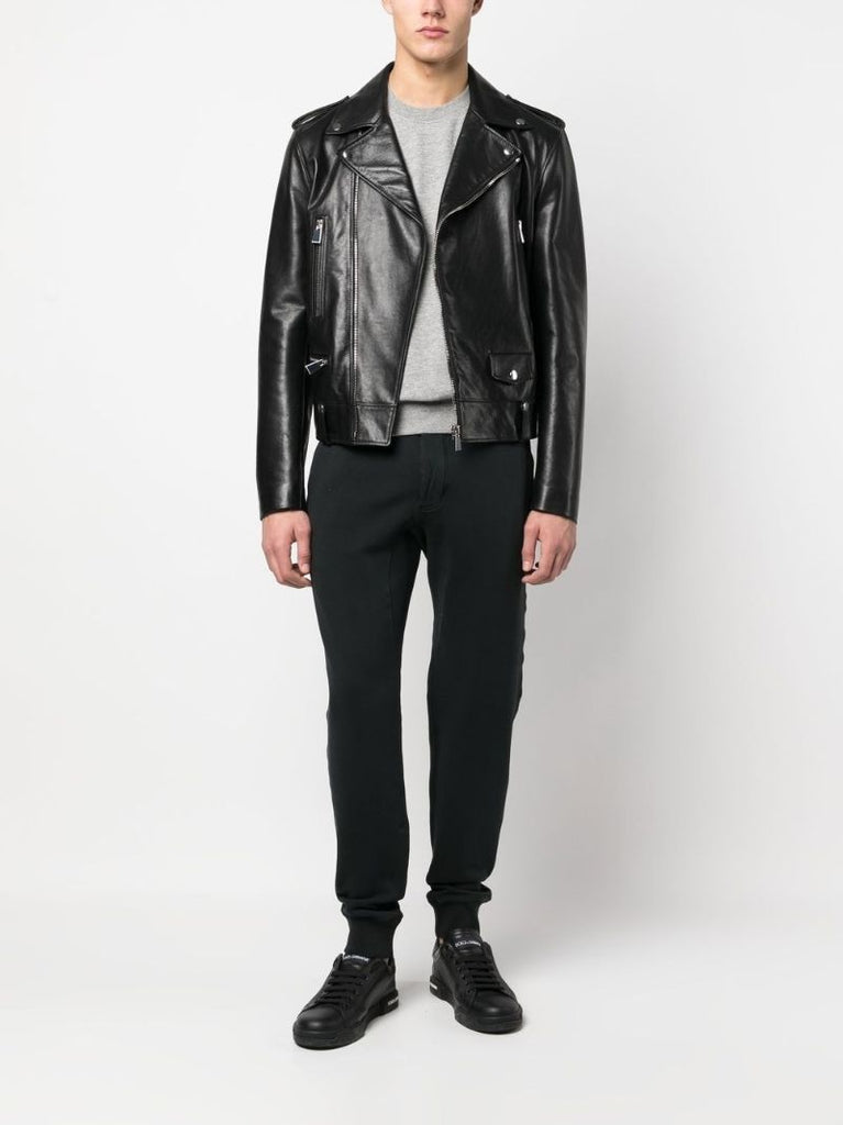 Black Cotton Track Pants
