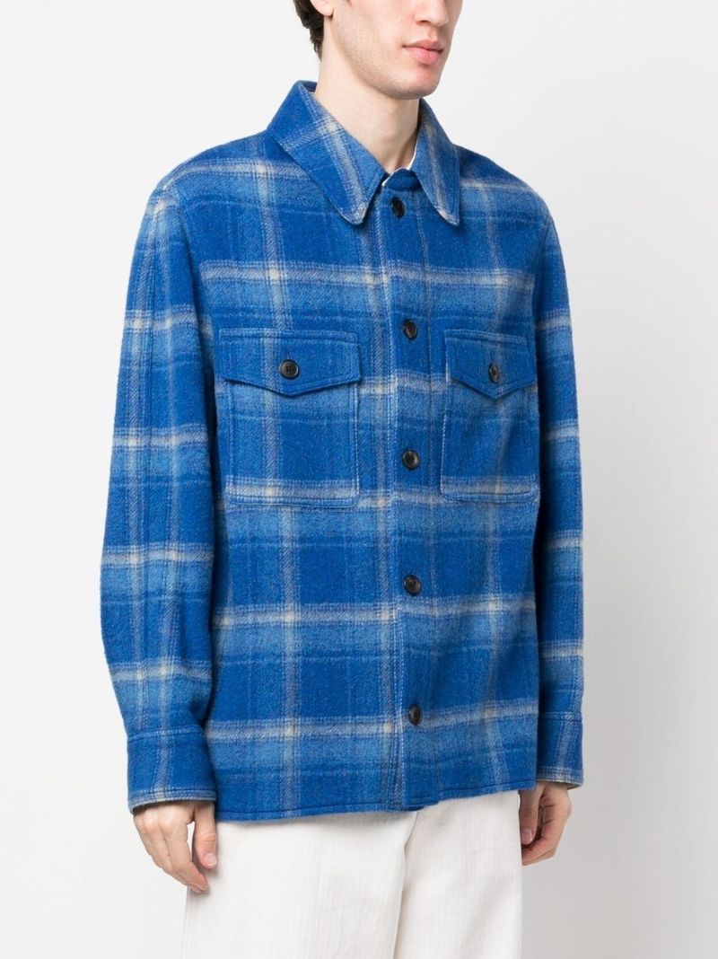 Blue Checked Shirt Jacket