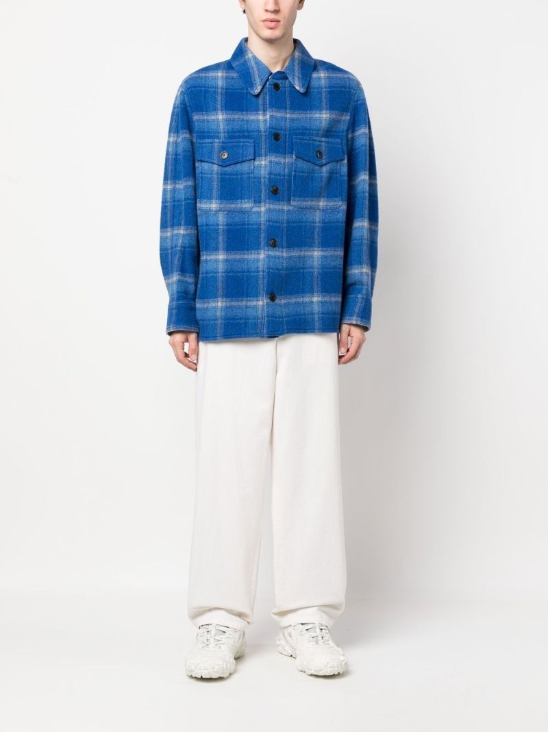 Blue Checked Shirt Jacket