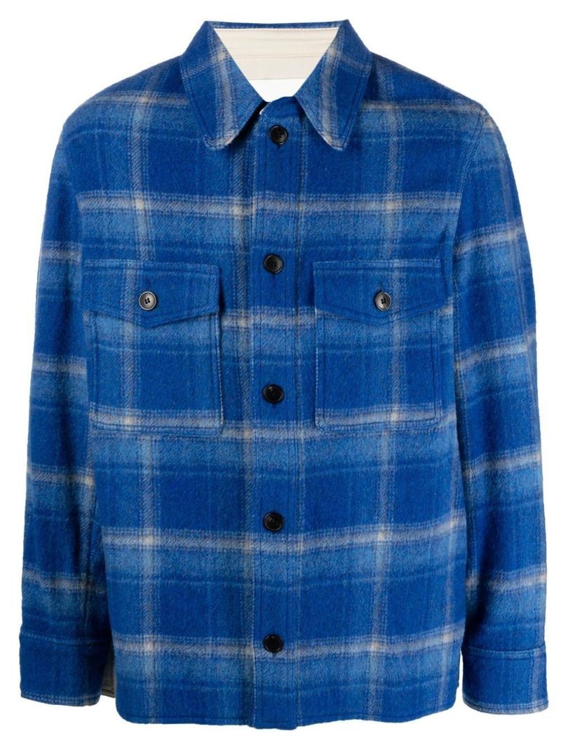 Blue Checked Shirt Jacket