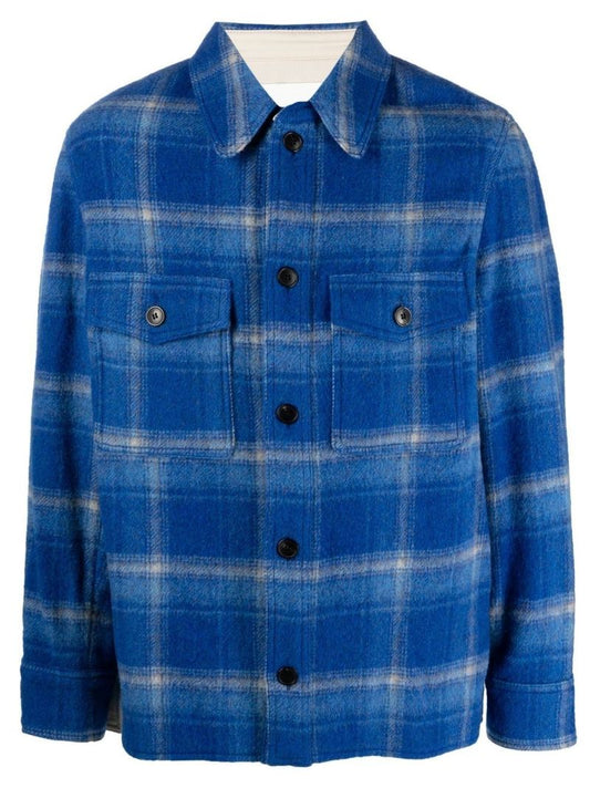 Blue Checked Shirt Jacket