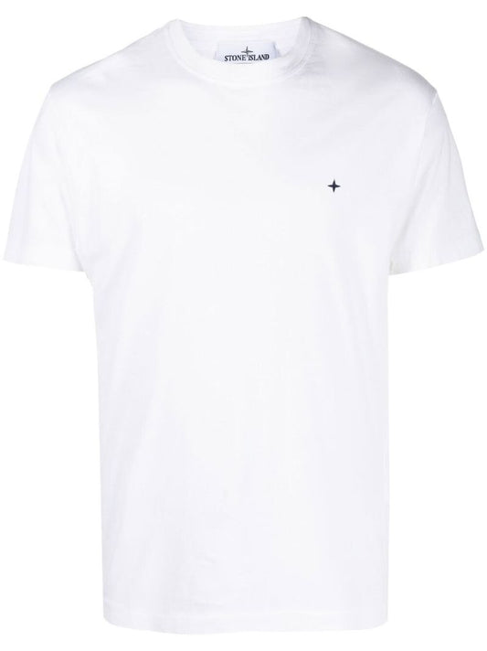 White Embroidered Cotton T-shirt