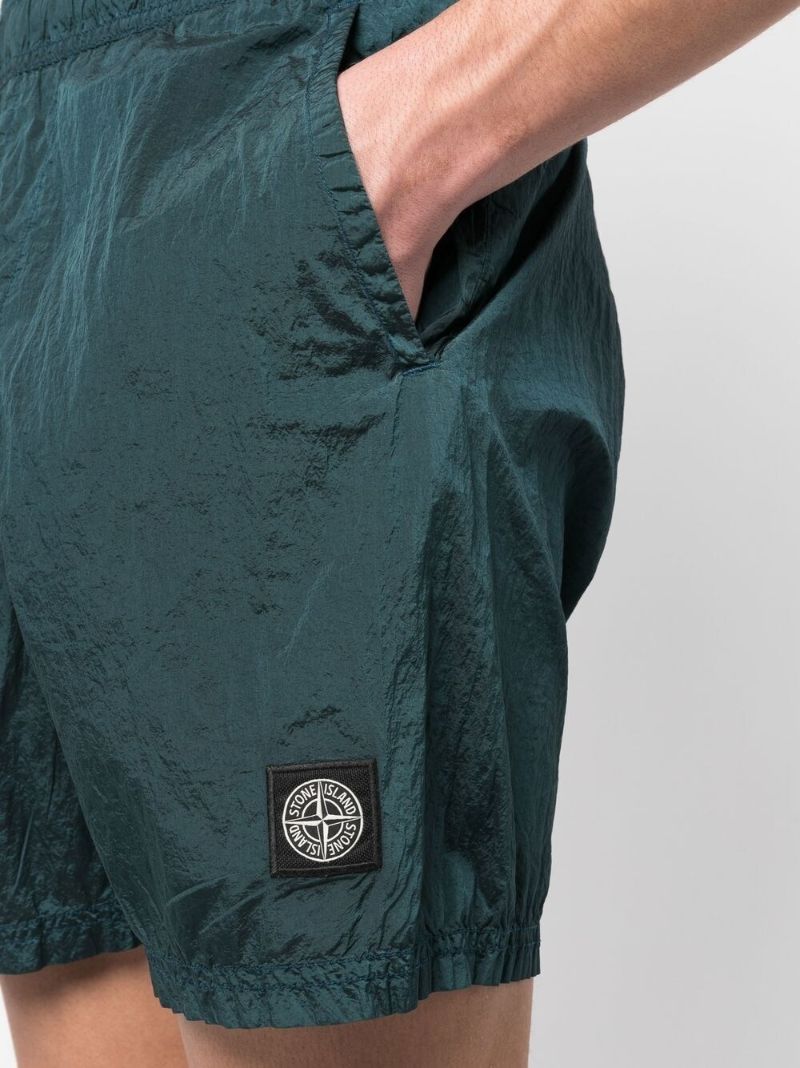Bottle Green Compass Patch Swim Shorts