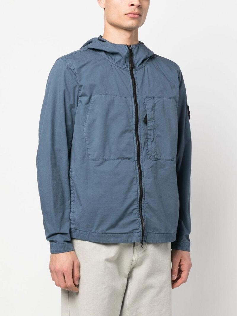 Blue Logo Patch Hooded Jacket