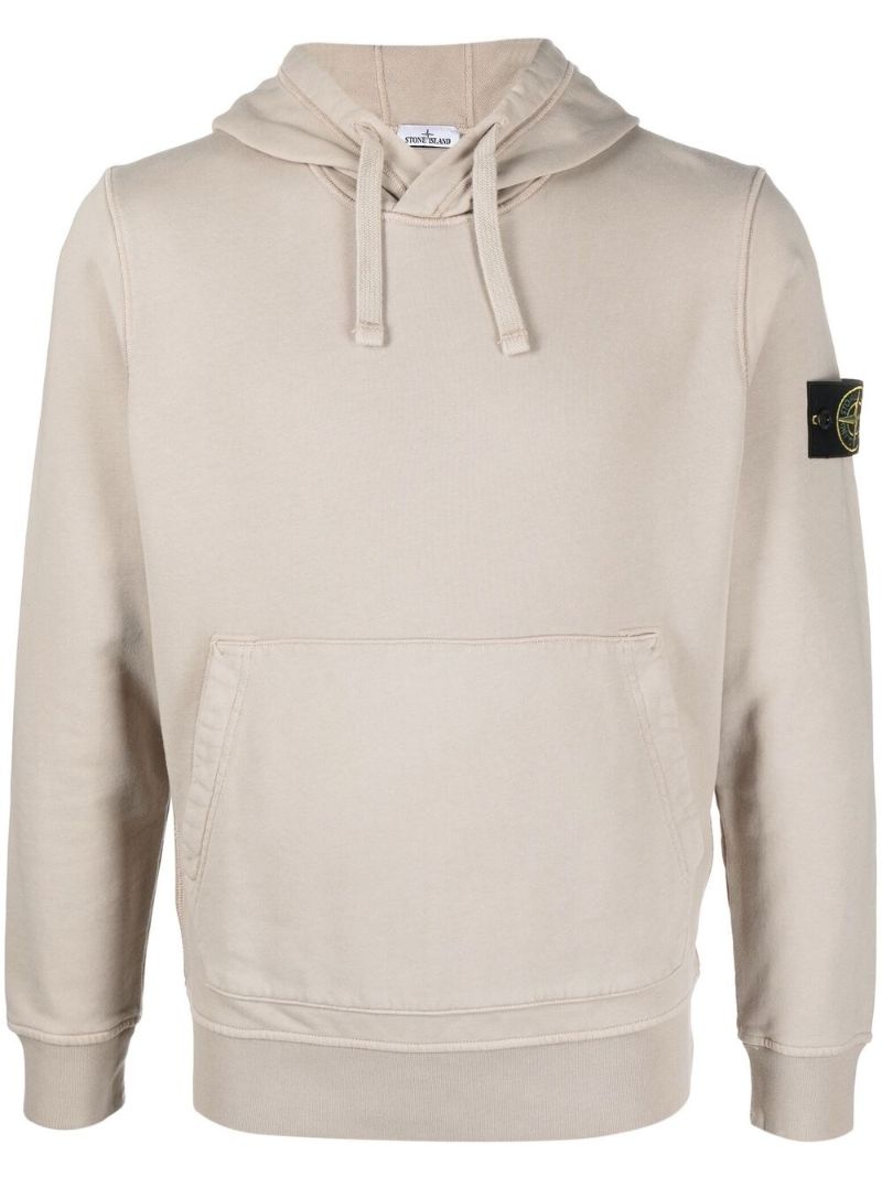 Grey Compass Patch Drawstring Hoodie