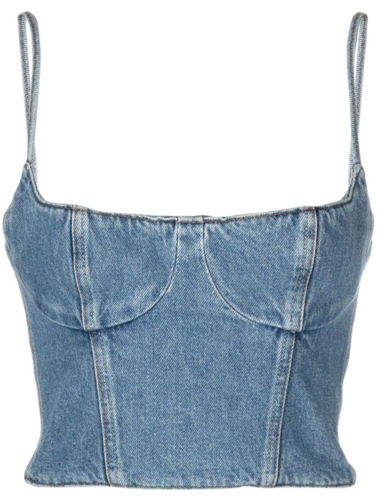 Blue Corset Denim Top